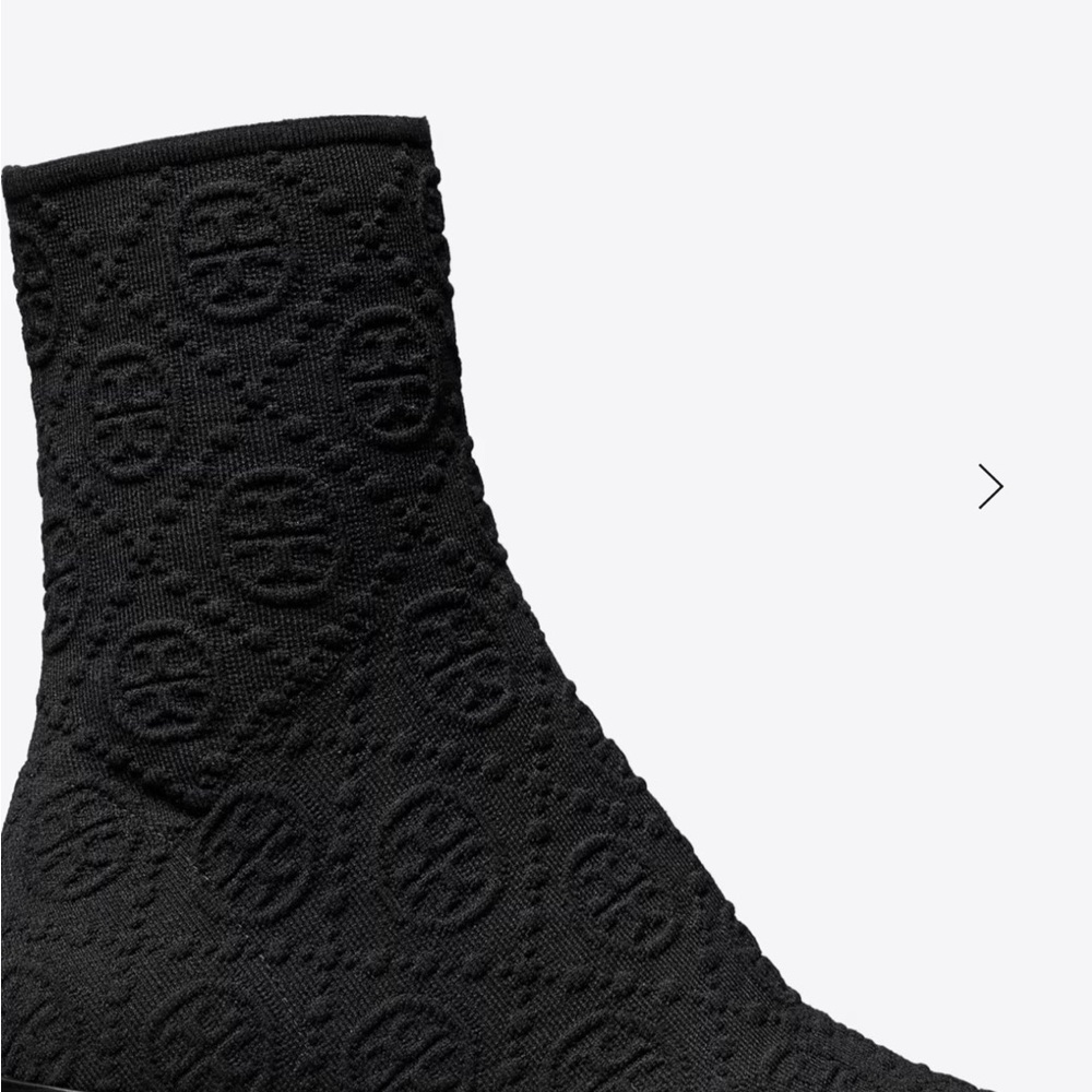 Tory Burch Black T MONOGRAM STRETCH ANKLE BOOT